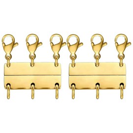 18K Gold Necklace Separator for Layering Lightweight Necklace Stacker Detangler Clas Magnetic Multiple Necklace Layering Bracelet Connector Girls’ Layered Necklace Closures Triple Silver Layering Clasps for Women:_TRIPLEGOLD-2PCS