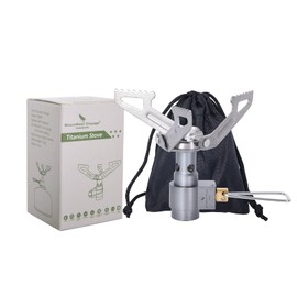 Boundless Voyage Titanium Mini Gas Burner Ultralight Furnace Camping Stove with Pouch for Backpacking Hiking Ourdoor Cooking