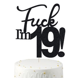 19 decoraciones para tartas, 19 decoraciones para tartas de cumpleaños, purpurina negra, divertida decoración para tartas de 19 años para hombres, 19 decoraciones para tartas para mujeres, decoraciones de 19 cumpleaños, decoración para tartas de 19 cumpl