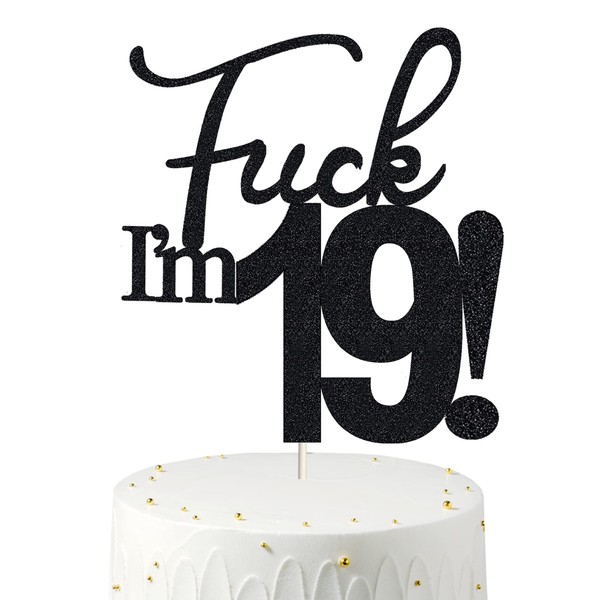 19 decoraciones para tartas, 19 decoraciones para tartas de cumpleaños, purpurina negra, divertida decoración para tartas de 19 años para hombres, 19 decoraciones para tartas para mujeres, decoraciones de 19 cumpleaños, decoración para tartas de 19 cumpl