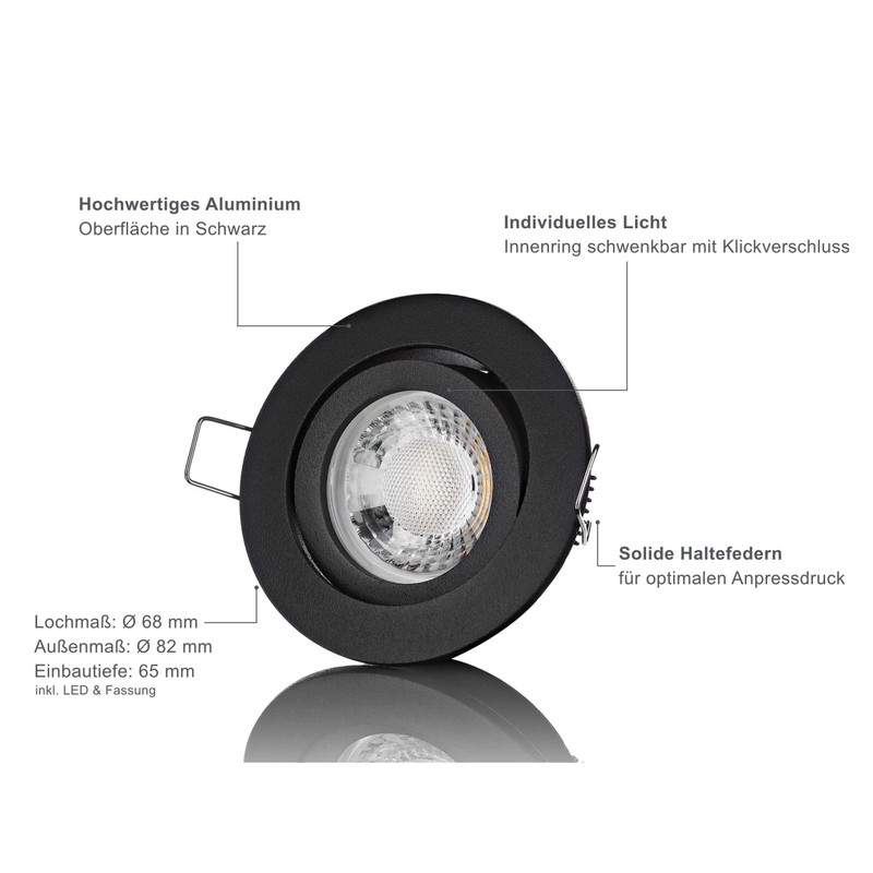 lambado® Premium LED Spotlight Dimmable Black - Bright & Economical