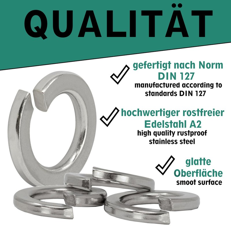 Spring Washer Form B in Accordance with DIN 127, Stainless