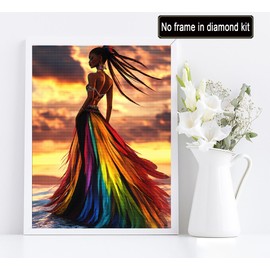 Diymood DIY - Kit de pintura de diamante 5D para mujeres africanas para adultos, pintura con arte de diamantes, taladro completo, redondo, bordado, mosaico, decoración de pared, regalo de 12 x 16