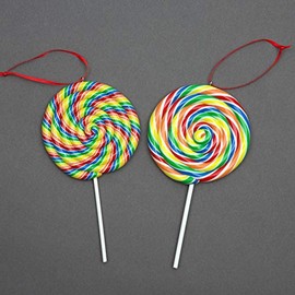 SHATCHI Christmas Tree Hanging Decorations Lollipop Pendants Candy Cane Tree Wall Home Décor Ornaments 2pcs Set, 12x8cm
