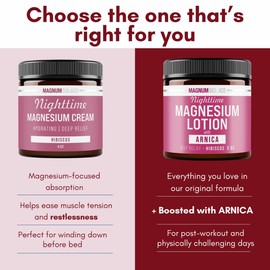Nighttime Magnesium Lotion with Arnica – Soothing Relief & Relaxation, Highly Concentrated Magnesium for Muscles & Joints – Apply to Legs or Feet Before Bed – Skin-Friendly