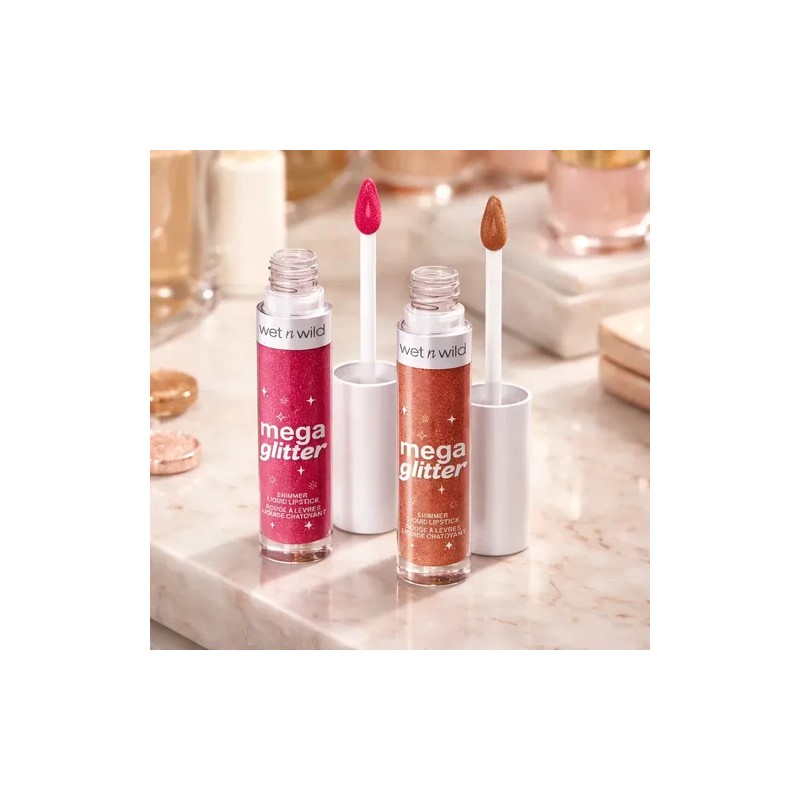 Labial Líquido Con Brillo Mega Glitter Shimmer Kit 2 Piezas