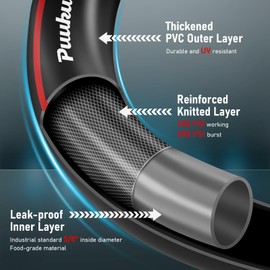 Garden Hose 50ft x 5/8", NON-EXPANDABLE Heavy Duty Premium Flexible Water Hose with 10 Function Spray Nozzle, No Kink, Leakproof, Lightweight Hybrid Hose with Swivel Handle, Male to Female Fittings