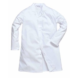 Portwest Men’s Food Coat, One Pocket, Size: M, Colour: White, 2202WHRM