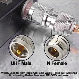 BOOBRIE 2-Pack UHF PL259 Male to N Type Female Straight Coax RF Coaxial Adapter Connector for CB Ham Radio Walkie Talkie Wi-Fi Antenna Broadcasting Radios Telecom LMR CCTV