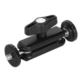 1/4 Inch Screw Clamp Double Ballhead 360 Degree Rotation Ball Head Aluminum Alloy Clamp for Camera Monitor