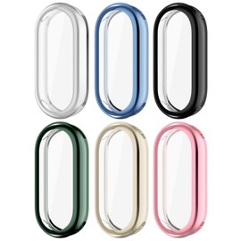 TenCloud Screen Protector Case Compatible with Xiaomi Smart Band 8 Watch Screen Protector Cases Soft TPU All-Around Cover Scratch Resistant Protective Case for Mi Band 8 (6Colors)