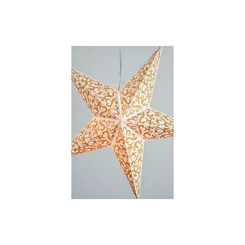 Quasimoon 24" Gold Bramble Glitter Paper Star Lantern, Hanging Decoration