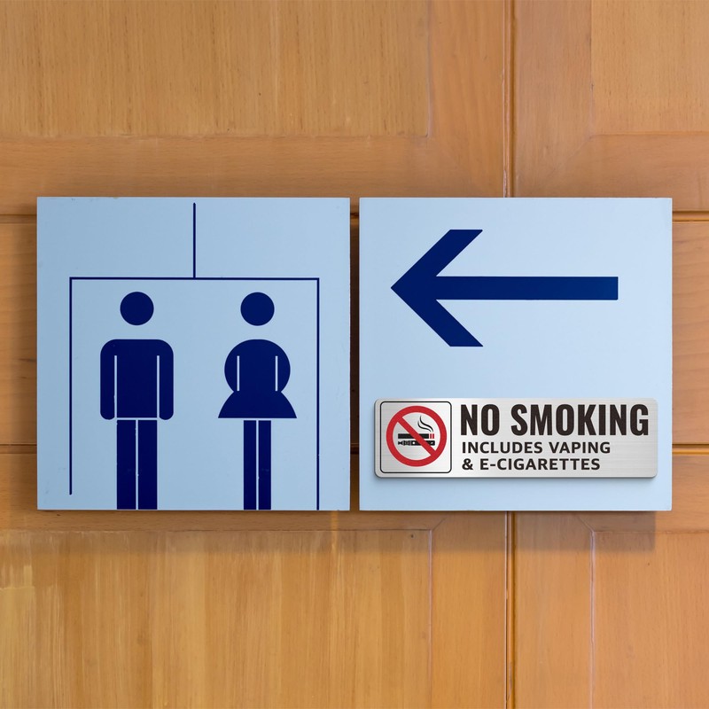 (4 Pack) No Smoking Sign Includes Vaping & E-Cigarettes, 7x2"