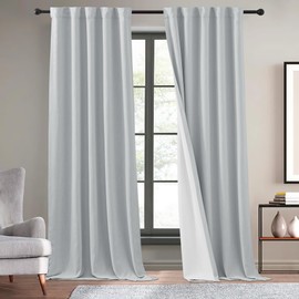 KGORGE Faux Linen Living Room Curtains Pinch Pleated, Blackout Thermal Insulated Window Treatment for Baby Bedroom Dining Room Patio Sliding Door, Sliver Grey, W 52 x L 108 inch, 2 Panels