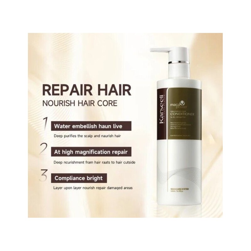 Karseell Dry Damaged Hair Repair Set Shampoo Conditioner Mask MACA