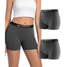 FORVEVO Merino Wool Boxer Briefs for Women 2 pack,Breathable Womens Boyshorts Underwear,Dry Panties for Ladies, Moisture Wicking Soft Comfortable for Office, Hiking, Camping（Darkgrey，L）