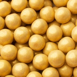 Gumballs for Candy Buffet and Party Favors - 2 LB Flavored 1 Inch Wedding Gumballs - Oh! Nuts (Gold Shimmer Pearl gumballs)