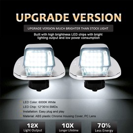 D-Lumina LED License Plate Light Tag Lamp Assembly Chrome Housing Compatible with 1988-1999 Chevy Silverado GMC Sierra C/K Series 1500 2500 3500 Suburban Blazer S10 Tahoe Yukon Sonoma S15, Pack of 2
