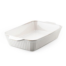 Mikigey Large Ceramic Baking Dish, Casserole Dishes for Oven with Handles, 9x13 Rectangular Lasagna Pan, Durable Baking Pan for Cooking, Oven Safe, Off-White