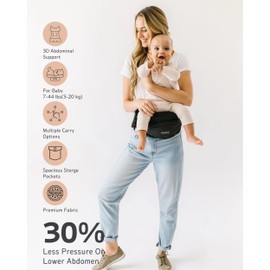 Pandanling - Baby Hip Seat Carrier with Extender - Mom's Choice Award Winner, Safety Certified Baby Hip Carrier, Ergonomic Carrier for Newborns & Toddlers 3-20 kg (Black)