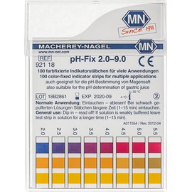Camlab 1138923 pH-Fix Indicator Paper Test Strips, pH 2.0-9.0, with CE-Mark, 6mm x 85mm (Pack of 100)