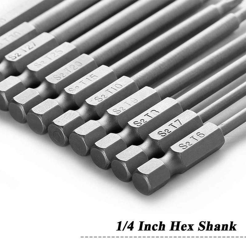 Mesee 11 Pieces Torx Screwdriver Bits Set, 1/4 Inch Hex