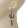 Floral Freshwater Pearl, Tassel Drop Earrings In Aged Silver Tone