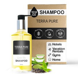 Terra Pure Green Tea Shampoo 10.14oz Pump | Clean Honey and Aloe Vera Formula for Hotels, Resorts and Vacation Rentals | Premium Moisturizing Bath Wash for Guest Amenities and Hospitality Toiletries
