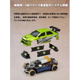ARRISHOBBY C66 1:76 Drift Car, 1/76 Mini RC Car, 30 Minutes Continuous Operation, Drift Drifting, Certified 2.4 GHz Technical Standard, Scale Control, Gyro, Car Toy, Full Set, P36 Transmitter Included