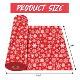 CXPSINC 54 Inch X 100 Feet Plastic Table Cover Roll Disposable Tablecloth with Slide Cutter for All Type/Shape Tables | Picnic, Party, Banquet, Birthdays, Weddings (Christmas Red Snowflake, 100 Feet)