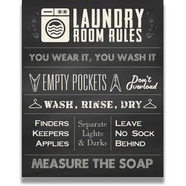 Laundry Room Rules - Modern and Cute Wall Art Decor - Unframed artwork printed on photograph paper