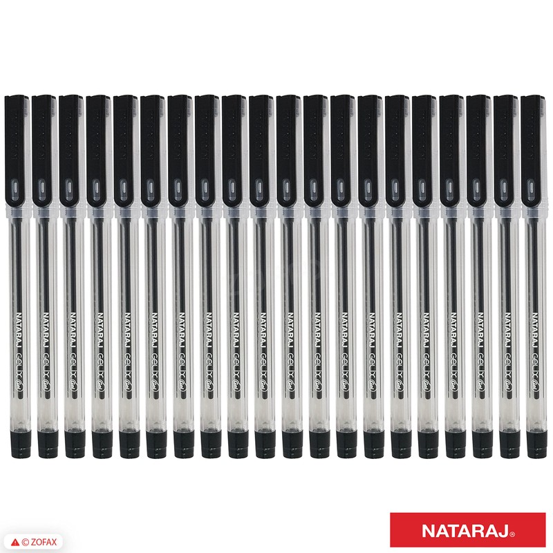 NATARAJ - 20 Gelix Gel BLACK Pens 0.7mm Fine Tip