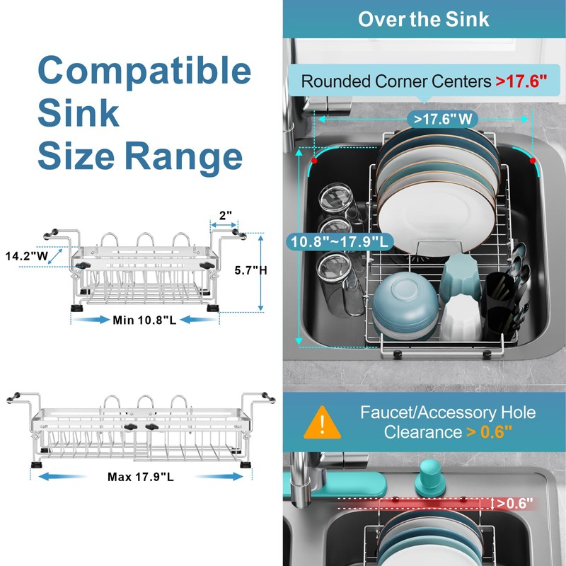 GSlife Expandable in Sink Dish Drying Rack - Capacity Adjustable