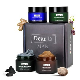 Dear D. Box Kit Skin Care for Superior Face | 4 Step Routine with Face Wash, Face Scrub, Moisturiser, Eye Contour Cream | Set Skin Creams for Men Made in Italy