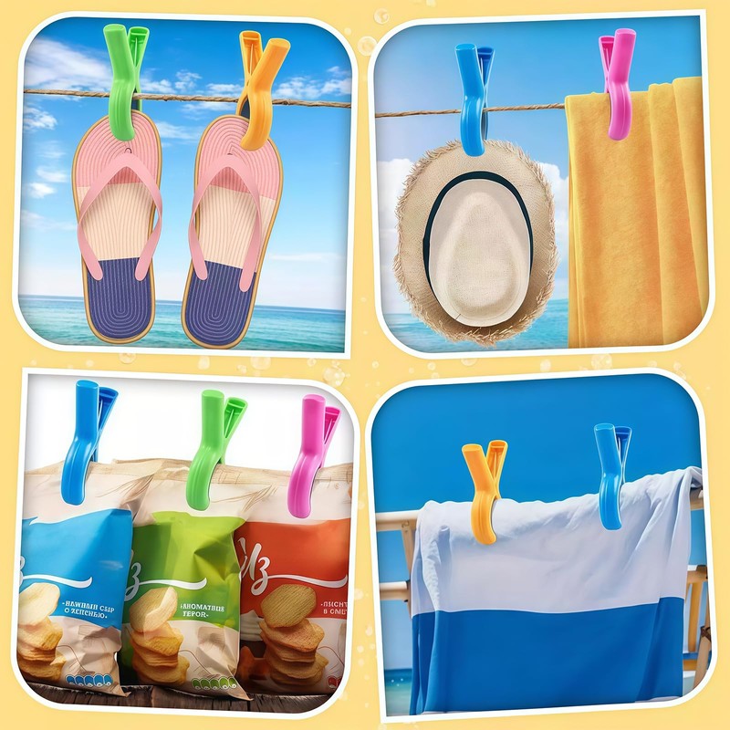 8 PCS Beach Towel Clips for Sun Loungers, Strong Grip