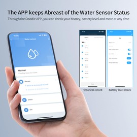 tuya app WiFi Mobile Phone Remote Warning Water Leakage, Dripping Two-Way Water Detection Alarm, Loud, high Sensitivity, Water Sensor Detector, Wireless Water Sensor (Five Packs)