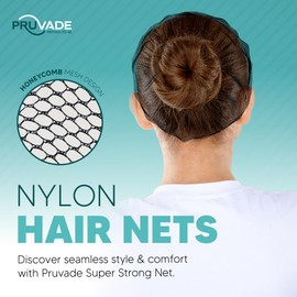 Pruvade - 300 Pack Nylon Hair Nets for Women & Men | 24" Honeycomb Mesh Hair Net for Food Service, Medical & Industrial Use - Breathable & Sturdy for Bun Hair, Most Long & Short Hair - Latex Free