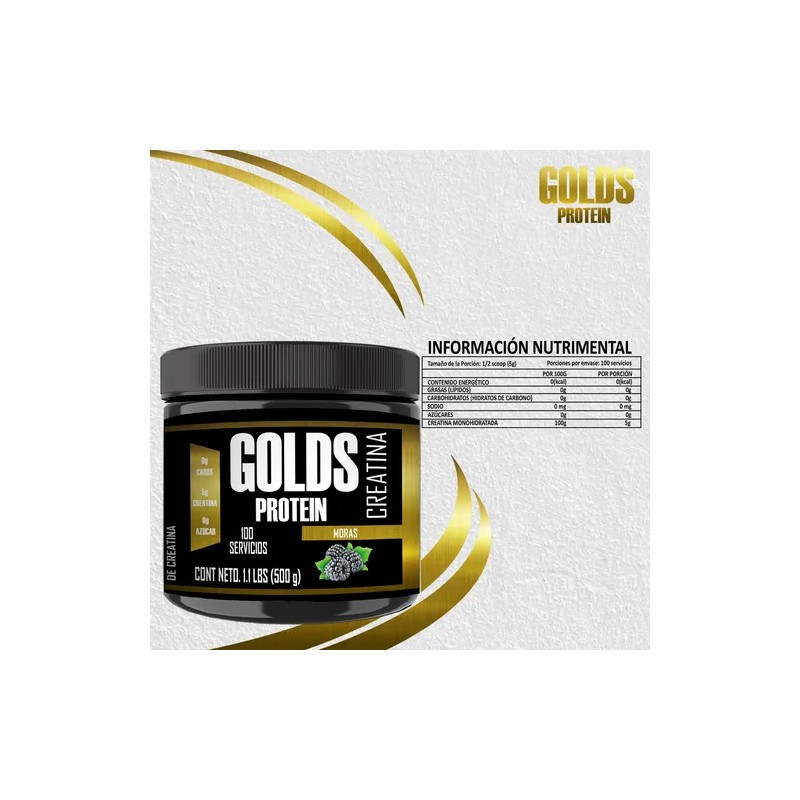 Creatina Monohidratada 500g En Polvo Golds Protein 100servis