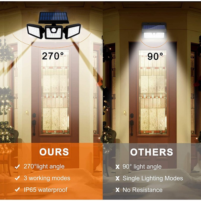 HOORAY Solar Motion Sensor Light - 800Lumens 74 LED Wireless