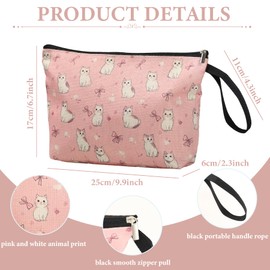 Cat Makeup Bag - Cute Cat Makeup Bag, Gifts for Cat Lovers, Cat Lover Gifts, Bow Makeup Bag, Cat Makeup Bags for Women, Cosmetic Bags for Women, Small Makeup Bags, Small Cat Lovers Zipper Pouch