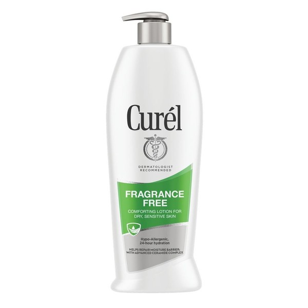 Curél Skincare Comforting Body Lotion for Dry Sensitive Skin with Advanced Ceramide Complex, Repairs Moisture Barrier, Fragrance Free, 20 Fl Oz