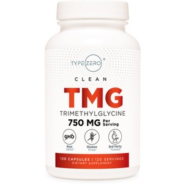 Type Zero Clean TMG Trimethylglycine Capsules (120 Servings) - Non GMO, Gluten Free