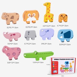 Norhogo Kids Toys Wooden Animal Stacking Building Blocks, Building Blocks Montessori Toys,Sensory Baby Toys, Birthday Gifts for 1-5 Year Old Girls Boys Kids Toys Age 2 3 6