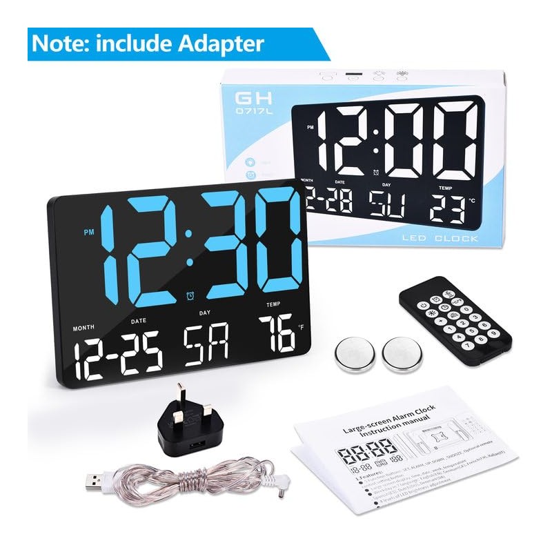 SZELAM Digital Clock Large Display,11.5" Digital Wall Clock with Remote