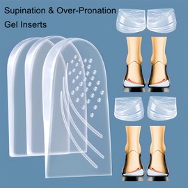 SPORCLO 3 Layer Adjustable Orthopedic Heel Lift for Supination & Over-Pronation Correction Medial & Lateral Heel Wedge Inserts for Knee Pain, Bow Legs (B-crystal-black, L: Women 8-12 | Men 7.5-14)