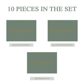 PartyGifts&beyond Will You Be My Bridesmaid Card 10 Packs Bridesmaid Proposal Card Wedding Bridal Shower Card Bridesmaid Cards with 10 Envelopes(Sage Green)