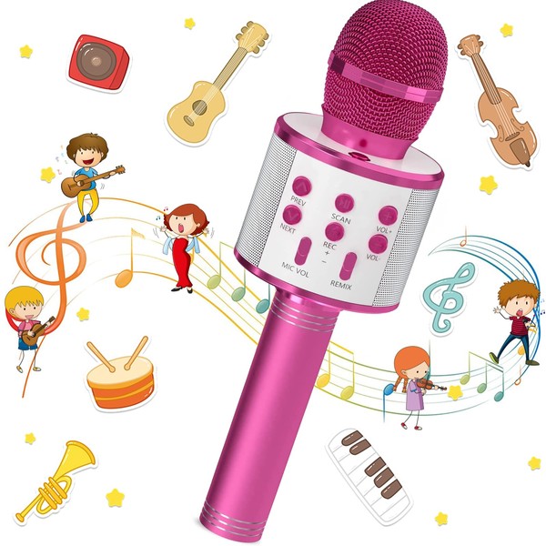 Tivifore Wireless Karaoke Microphone, Karaoke Microphone, Bluetooth Karaoke Microphone, Bluetooth Microphone for Android/iOS Karaoke Microphone Bluetooth Children Girl Boy