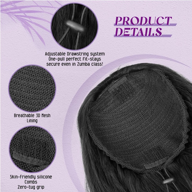 SOMOREATY Extensión De Cola De Caballo, 16" Con Cordón Para