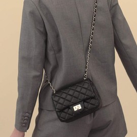 UnnFiko 43" DIY Bag Purse Chain Strap Replacement Crossbody Bag Straps Purse Accessories Straps Handmade Shoulder Bag Charms for Handbag Bags(Black & Silver, Metal Chain)