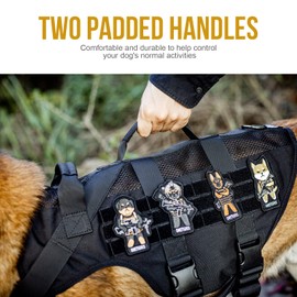 OneTigris No Pull Tactical Dog Harness for Medium Dog, Mesh Design Breathable Military Dog Molle Vests with Handles, Service Dog Vest Harness for Walking Hiking Training